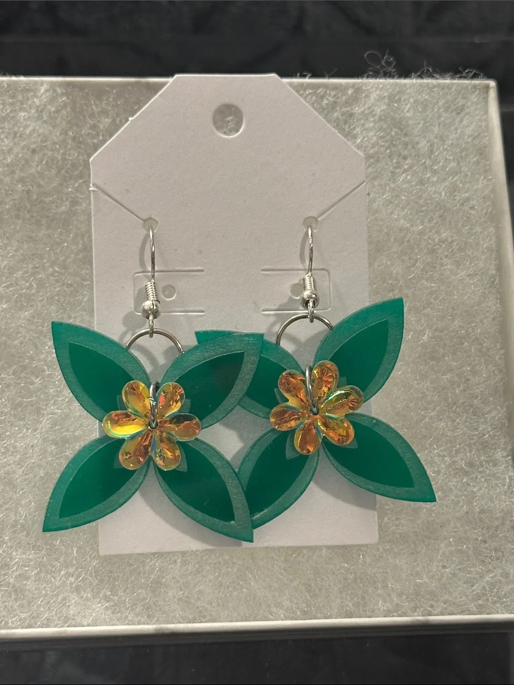 Handmade Green Floral Drop Earrings - Brand